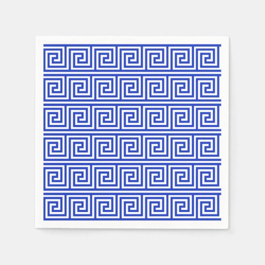 Grieks Meander Key Squares Patroon Blauw Servet (Voorkant)