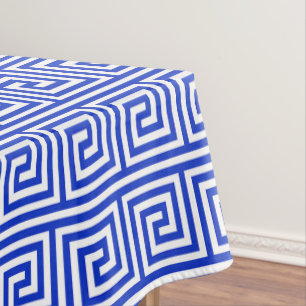 Grieks Meander Key Squares Patroon Blauw Tafelkleed