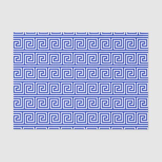 Grieks Meander Key Squares Patroon Blauw Tissuepapier (Voorkant)