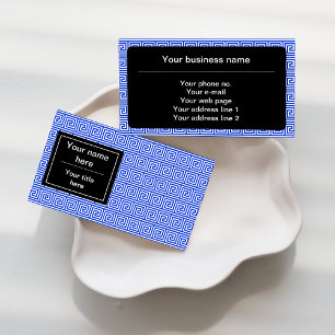 Grieks Meander Key Squares Patroon Blauw Visitekaartje