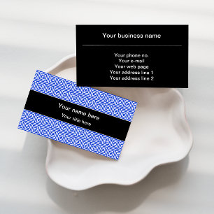 Grieks Meander Key Squares Patroon Blauw Visitekaartje
