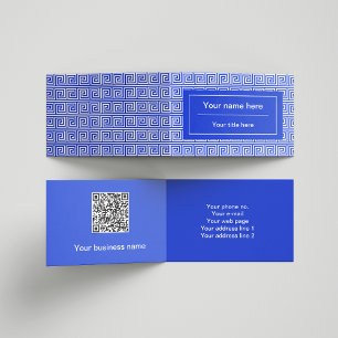 Grieks Meander Key Squares Patroon Blauw Visitekaartjes