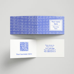 Grieks Meander Key Squares Patroon Blauw Visitekaartjes