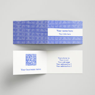 Grieks Meander Key Squares Patroon Blauw Visitekaartjes