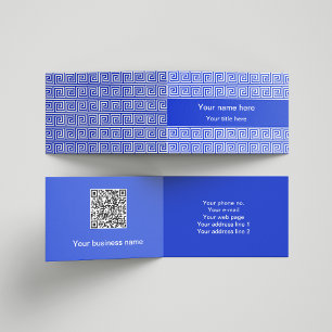 Grieks Meander Key Squares Patroon Blauw Visitekaartjes