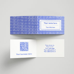 Grieks Meander Key Squares Patroon Blauw Visitekaartjes