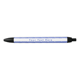 Grieks Meander Key Squares Patroon Blauw Zwarte Inkt Pen
