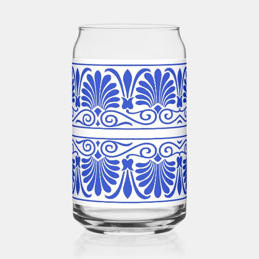 Grieks Mediterraan Arabesk patroon blauw Blikvorm Glas (Voorkant)