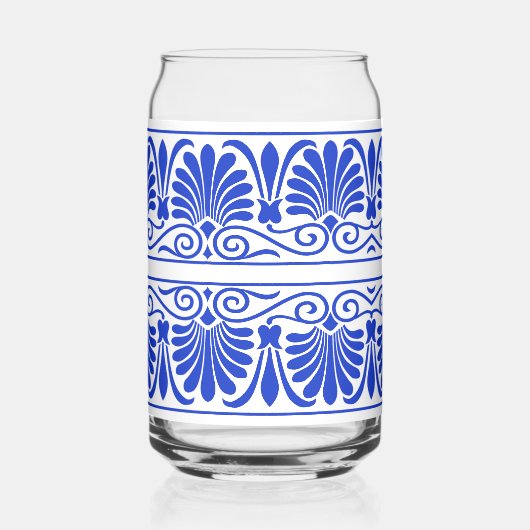 Grieks Mediterraan Arabesk patroon blauw Blikvorm Glas (Achterkant)