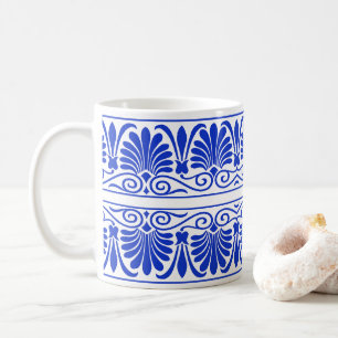 Grieks Mediterraan Arabesk patroon blauw Koffiemok