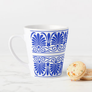 Grieks Mediterraan Arabesk patroon blauw Latte Mok