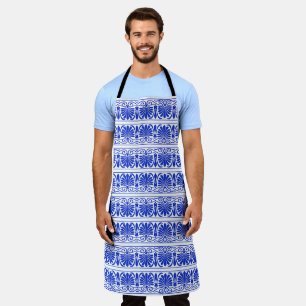 Grieks Mediterraan Arabesk patroon blauw Schort