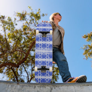 Grieks Mediterraan Arabesk patroon blauw Skateboard