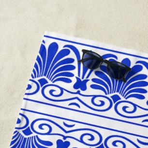 Grieks Mediterraan Arabesk patroon blauw Strandlaken