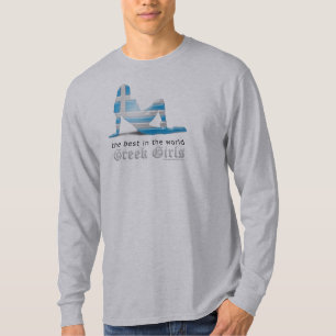 Grieks meisje Silhouette vlag T-shirt