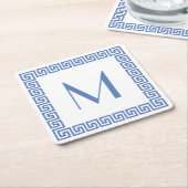 Grieks monogram sleutelontwerp vierkante kartonnen onderzetter (Schuin)