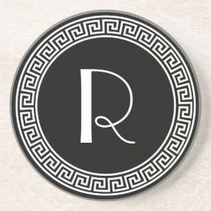 Grieks monogram sleutelontwerp zandsteen onderzetter