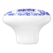 Grieks mozaïek: kobalt en wit keramische knop (Zijkant)