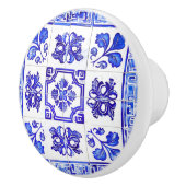 Grieks mozaïek: kobalt en wit keramische knop (Rechts)