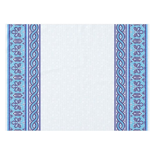 Grieks Mozaïek Tegel Ornament - Blauwe tinten Tafelkleed (Voorkant (Horizontaal))