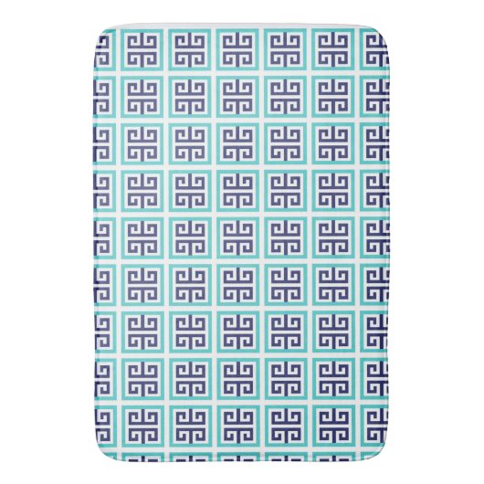 Grieks Navy Blue Aqua Pattern Badmat (Voorkant Verticaal)