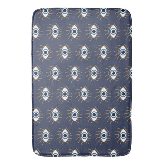 Grieks ogen met blauw wit goud badmat (Voorkant Verticaal)