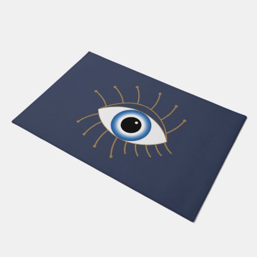 Grieks ogen met blauw wit goud deurmat (Schuin)