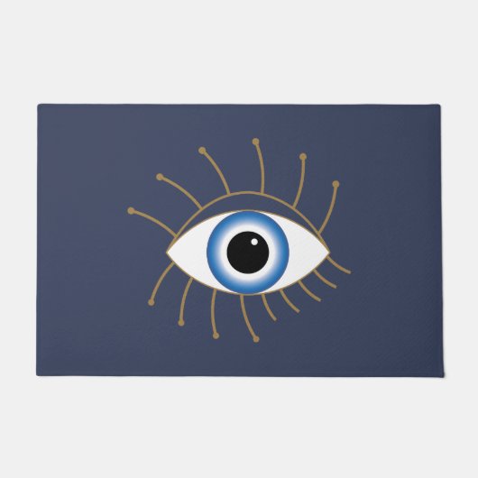 Grieks ogen met blauw wit goud deurmat (Voorkant)