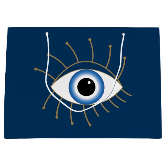 Grieks ogen met blauw wit goud groot cadeauzakje (Voorkant)