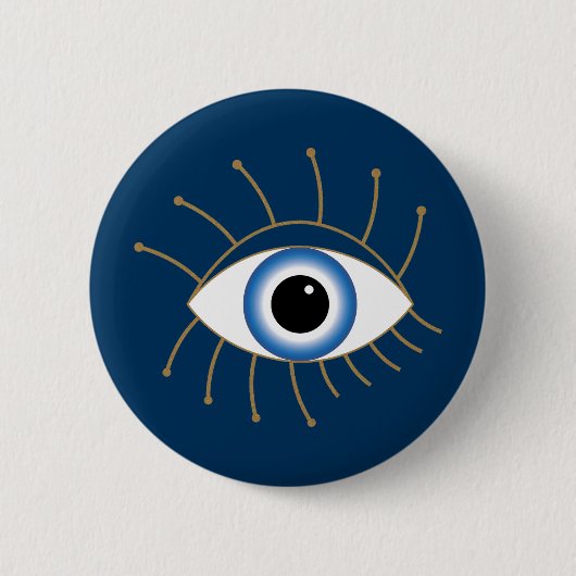 Grieks ogen met blauw wit goud ronde button 5,7 cm (Voorkant)