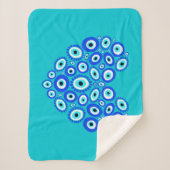 Grieks Oog Liefde Hart Blauw en Wit Sherpa Deken (Voorkant)