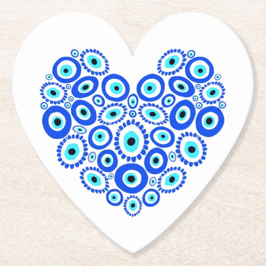 Grieks oog liefde hart kartonnen onderzetters (Voorkant)