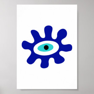 Grieks Oogmodern blauw schouderontwerp Poster