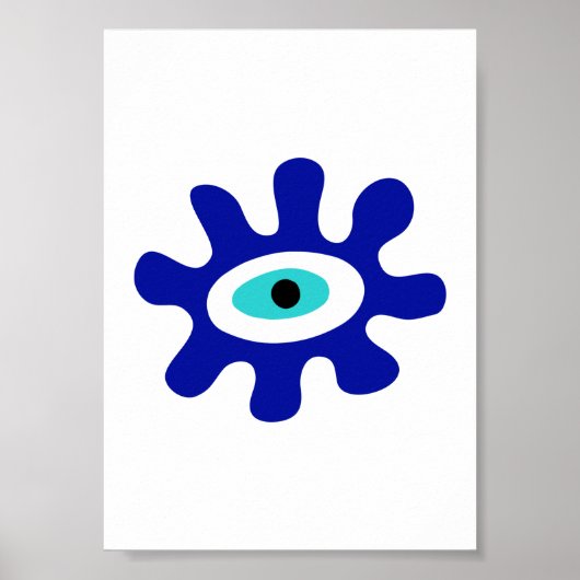 Grieks Oogmodern blauw schouderontwerp Poster (Voorkant)
