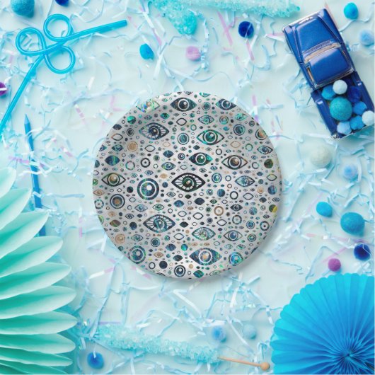 Grieks Oogpatroon Abalone shell en goud Papieren Bordje (Feest)