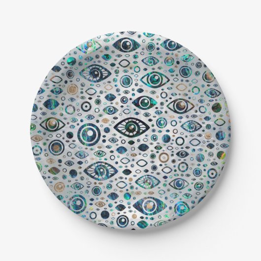 Grieks Oogpatroon Abalone shell en goud Papieren Bordje (Voorkant)