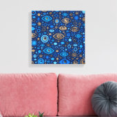 Grieks Oogpatroon Blauwdruk en goud Canvas Afdruk (Insitu (Woonkamer))