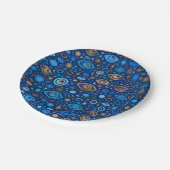 Grieks Oogpatroon Blauwdruk en goud Papieren Bordje (Gekanteld)