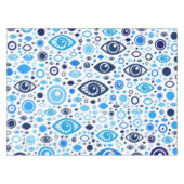 Grieks Oogpatroon Blauwdruk en wit Tafelkleed (Voorkant (Horizontaal))