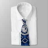 Grieks oogpatroon Blauwdruk en zilver #1 Stropdas (Gebonden)