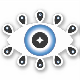 Grieks Oraal Oogblauw Zwart wit Sticker