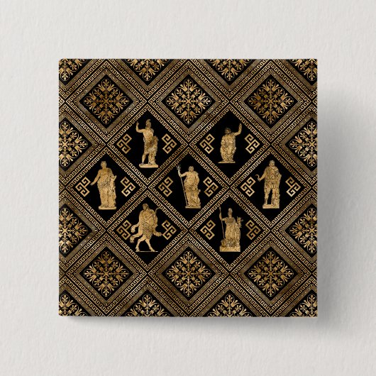 Grieks ornament en Meander Key Vierkante Button 5,1 Cm (Voorkant)