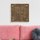Grieks Ornament - Grieks Meander - zwart op goud Canvas Afdruk (Insitu (Woonkamer))
