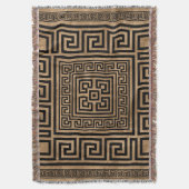 Grieks Ornament - Grieks Meander - zwart op goud Deken (Voorkant Verticaal)
