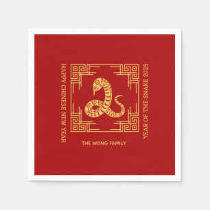 Grieks Ornament Lijst Golden Snake Red Servet