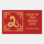 Grieks Ornament Lijst Gouden Slang Patroon Rood Rechthoekige Sticker (Voorkant)