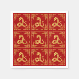 Grieks Ornament Lijst Gouden Slang Patroon Rood Servet