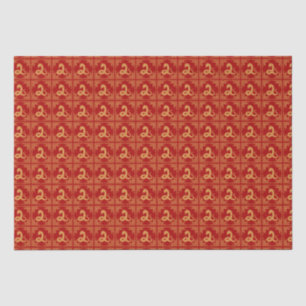 Grieks Ornament Lijst Gouden Slang Patroon Rood Tissuepapier
