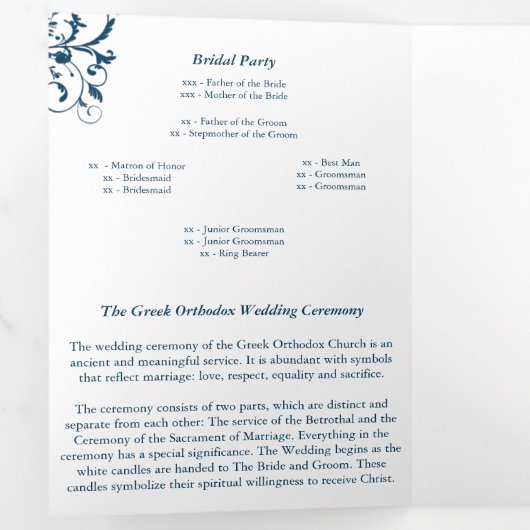 Grieks-orthodox drievoudig huwelijksprogramma drieluik aankondiging (Binnenzijde eerst)