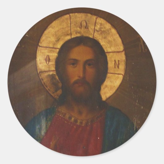  GRIEKS ORTHODOX ICON RONDE STICKER (Voorkant)